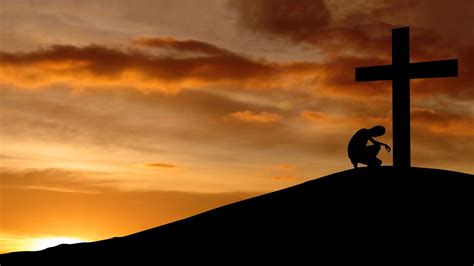 man kneeling silhouette|painting man kneeling at cross.